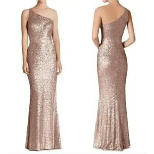 Dress The Population M Pink Sequin One Shoulder Maxi Dress